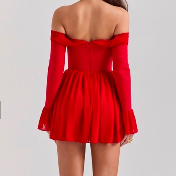 NWOT House of CB Alana Mini Dress in Red - Picture 5 of 8